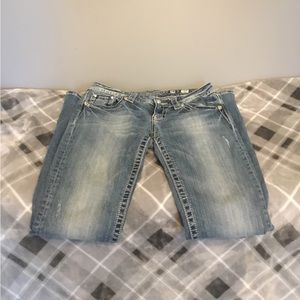 Miss Me light wash jeans.